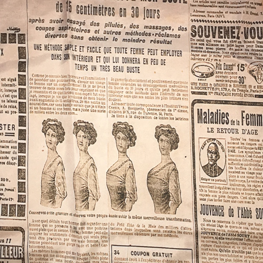 Vintage style newspaper clipping shower curtain